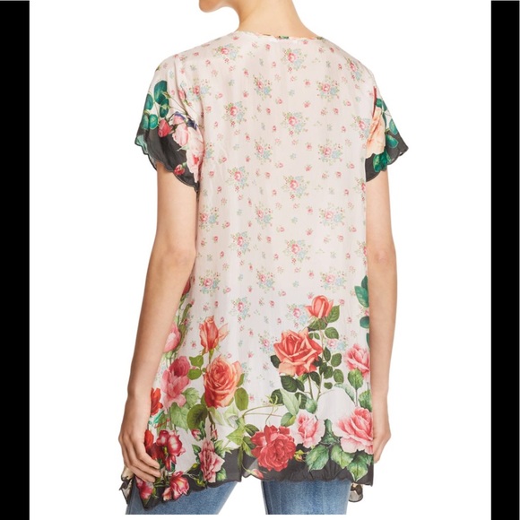Johnny Was Roses Silk Tunic - Picture 2 of 6